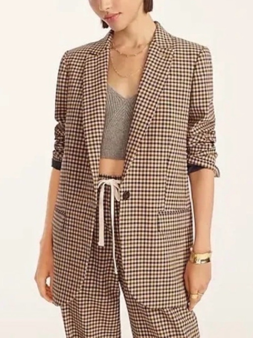 J. Crew Alfie Blazer In Honey Plaid Italian Wool